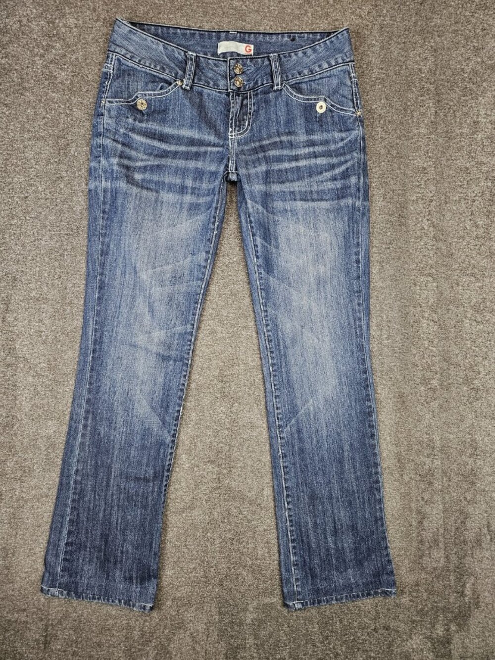 G by Guess Estelle Straight Leg Jeans Womens 28 (30x31) Medium Blue Low Rise